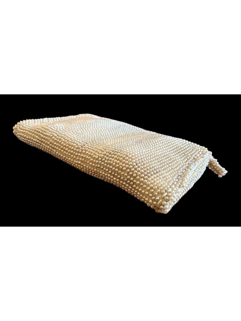 Vtg John Wind Pearl Beaded Clutch Bag Zipper Satin Lining NOS Japan - Picture 5 of 7